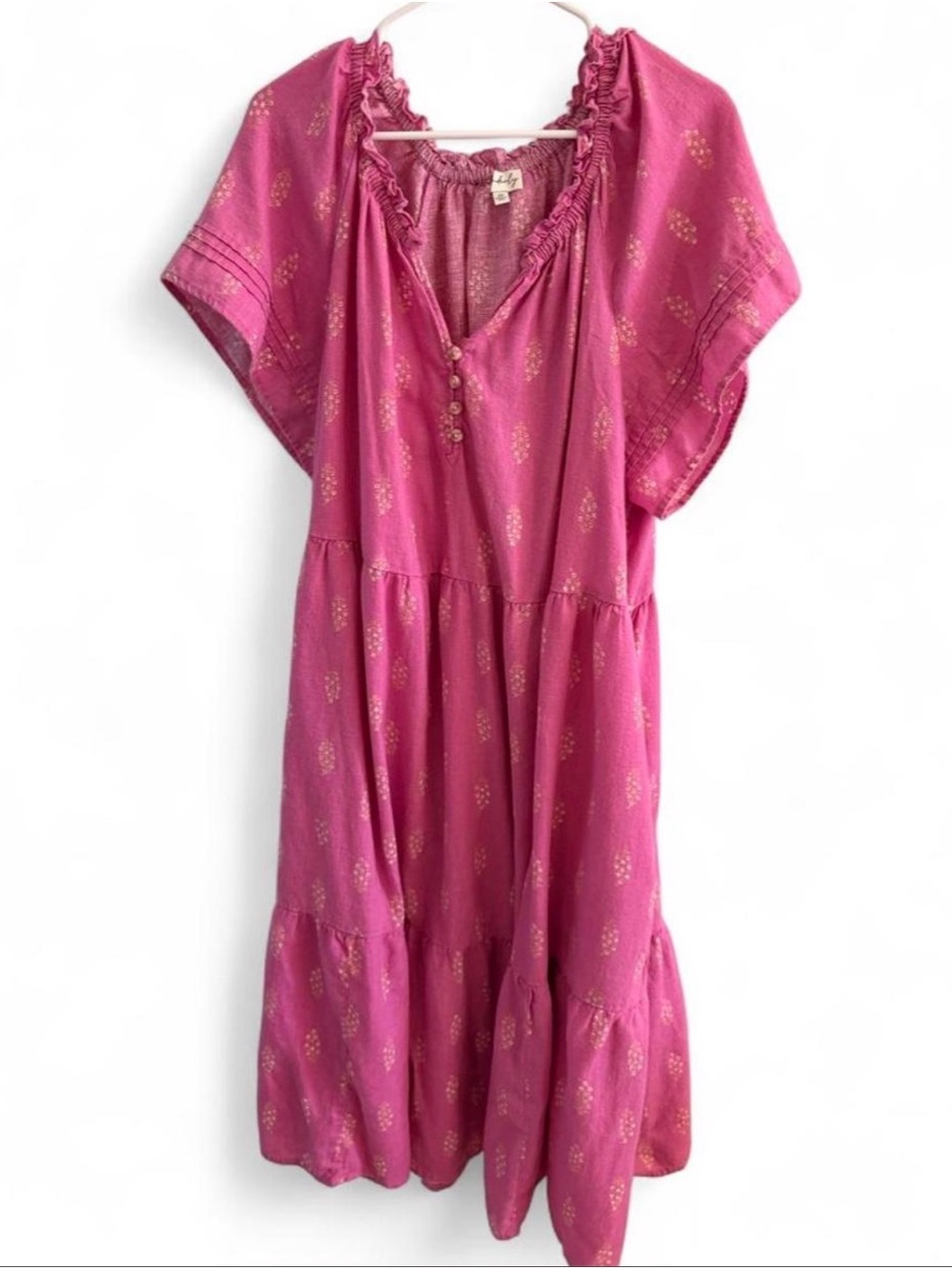 Wonderly Pink Linen Lyocel Maxi Dress